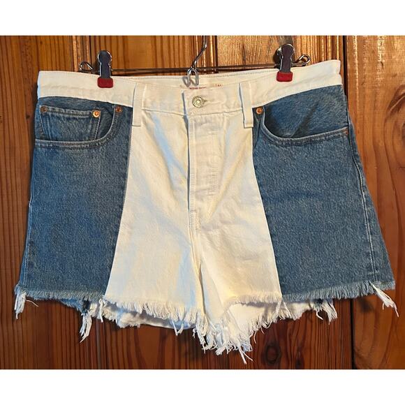 Levi’s women’s wedgie short button fly cutoff denim patchwork size 31 - Picture 1 of 3